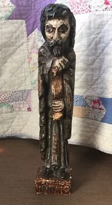 Vintage Mexico? 12 1/2” Carved Painted Folk Art Jesus Statue • $79