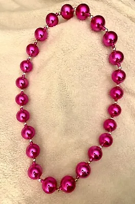 Mardi Gras Beads New Orleans Big Shiny 1.5” Pink Balls Disco Jumbo Necklace 23.5 • $5.99
