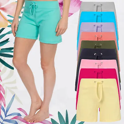 Womens Cotton Jersey Shorts Elastic Waist Summer Beach Casual Yoga Hot Pants • £5.99