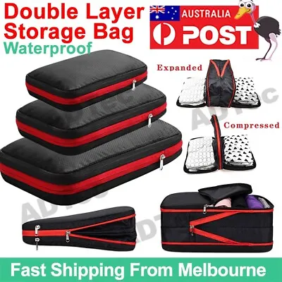 $19.90 • Buy Travel Luggage Double Layer Storage Bag Compression Packing Cubes Pouche New