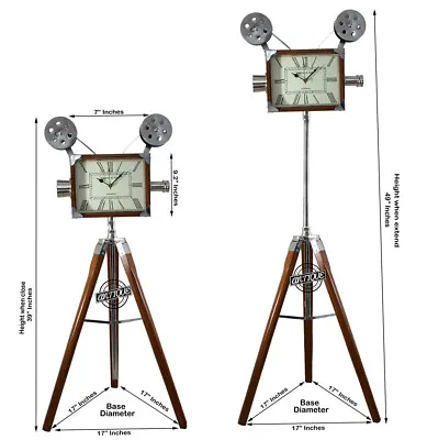 Floor Clock Vintage Studio Decor Projector Camera On Wooden Stand Victoria Clock • $95