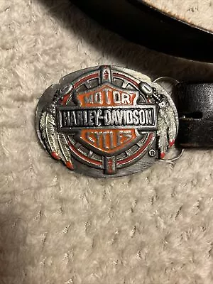 RARE Vintage Harley Davidson Belt Buckle 1992 Harmony U-88 Eagle W/Belt • $43.99