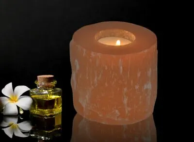 Orange Selenite Crystal Votive Candle Holder 3.5  Tea Light Candle Holder • $17.38