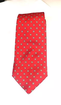 Vintage Pomeroy's Men's Silk Necktie Red With Tiny Square Flowers 58  X 3  • $21.29
