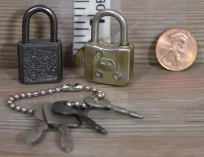 Vintage Miniature Padlocks Lot Of 2 With Keys Works! • $9.68