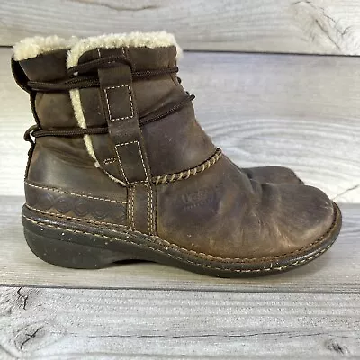 Ugg 7 Australia 5136 Cove La Jolla Brown Shearling Genuine Sheepskin Ankle Boot • $35