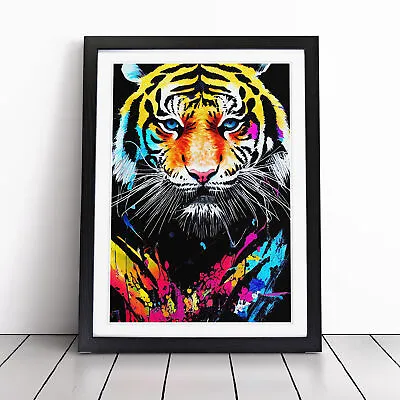 Painted Tiger No.1 Abstract Wall Art Print Framed Canvas Picture Poster Decor • £29.95