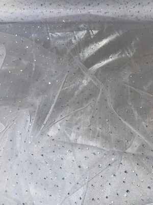 £3.99 • Buy 1 Meter White Soft Sparkly Sequin Hologram Tulle Net Bridal Fabric 58” Wide
