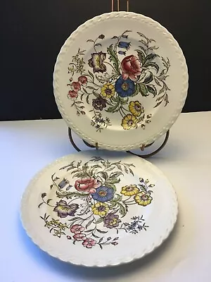 (2) Vernon Ware May Flower Hand Painted 10 1/4  Dinner Plate Made In The USA • $11