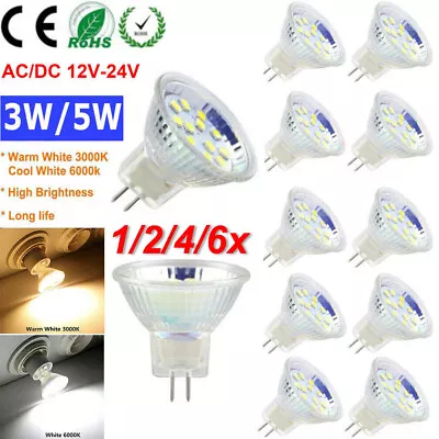 MR11 Bulb LED Spotlight GU4 Light Lamp 3W/5W AC/DC12V-24V Warm/Cool White 1/6Pcs • £11.68