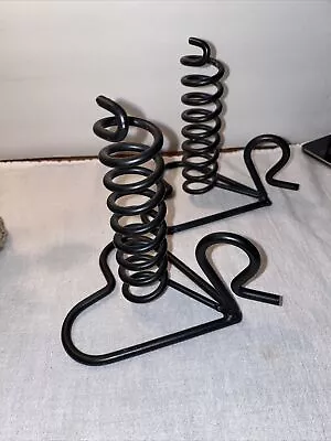 Farmhouse Heart Base Wrought Iron Courting Candle Holders  Set Of 2 • $12