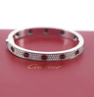 £31302.77 • Buy Cartier Pave Diamond Ceramic 18K White Gold Love Bracelet Size 17