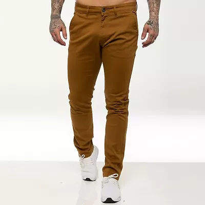 Enzo Mens Chino Trousers Slim Fit Stretch Cotton Jeans Pants All Waist Sizes  • £19.99