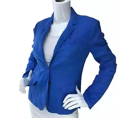 J Crew Womens Size 4 Schoolboy Blazer Jacket Royal Blue Single Breasted 37852 • $46.71