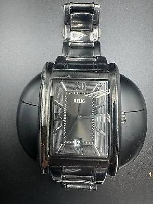 Relic ZR77109 Mens Gunmetal Rectangular Tank 31mm Quartz Watch-Needs Battery • $25