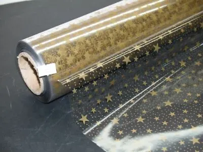£7 • Buy 10m Gold Star Florist Cellophane Roll For Hampers Gift Wrapping  (1332-10)