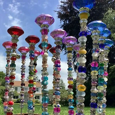 Fairy Beaded Dream Garden Stakes Garden Decor Colorful Glass Insert DIY Ornament • £5.22