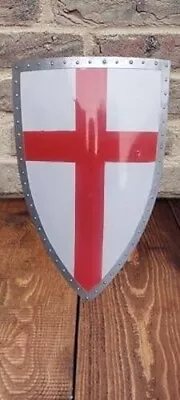 Medieval Red Cross Templar Heater Shield 18G Steel LARP Battle Warrior Shield • $79.99