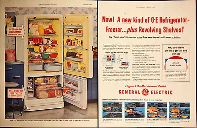 1955 General Electric Refrigirator Freezer 2 PAGE Vintage Print Ad Open Stocked • $15.04