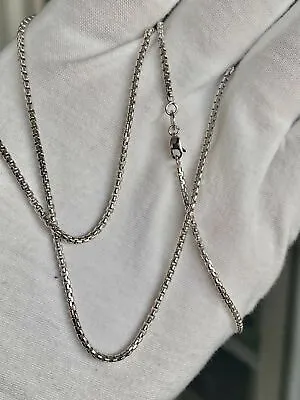 1.8MM Solid 14K White Gold Round Box D.C Chain Necklace 16-24  • $295