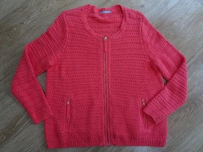 £7.99 • Buy M&S Ladies Coral Pink Textured Knit Zip Thru Cardigan UK 22 EXCELLENT