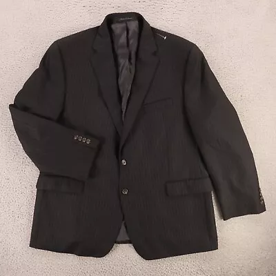 Chaps Jacket Black Striped 100% Wool Blazer Sport Coat 48R • $30.79