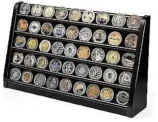  Challenge Coin Display Case 5 Row Military Coin Wooden 5 Rows Black Finish • $76.96