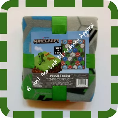 MINECRAFT Blocks Throw Blanket 40 X 50  Gray • $19