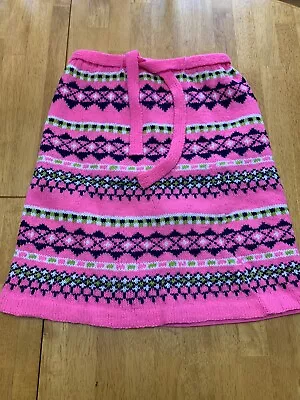 Pink 100% HAND MADE KNITTED VINTAGE SKIRT Unique Wool Skirt Vintage Warm • $29.99