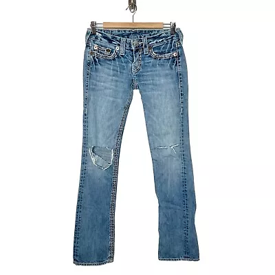 True Religion Johnny Big T Low Rise Bootcut Jeans Women’s Size 27 Distressed • $26.99