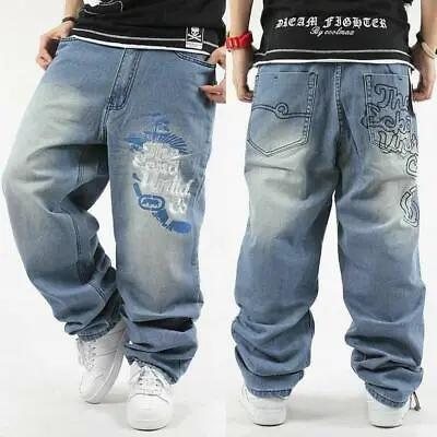 Mens Hip-Hop Jeans Denim Ecko Relaxed Baggy Loose Streetwear HipHop • £35.99
