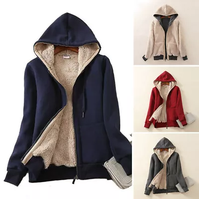 Women Thick Fleece Lined Hoodie Jacket Zip Sweat Sweatshirt Jumper Coat Outwear • $27.95