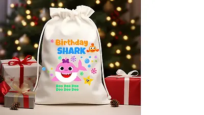 Handmade Baby Shark Birthday 8Piece Muslin Party Favor Bags Size 5x7 Gift Bags • $12.99