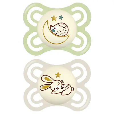 Perfect Night Baby Pacifier Patented Nipple Glows In The Dark 2 Pack 0-6 Mon • $16.25