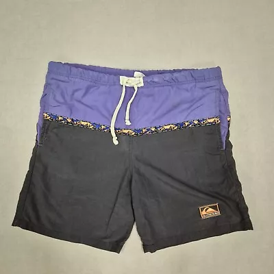 Quiksilver Mens Vintage Boardshorts Size L/XL Black And Purple (Elastic Worn) • $25