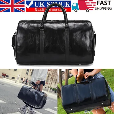 £9.68 • Buy Men Synthetic Leather Weekend Bag Large Travel Women Gym Luggage Handbag Holdall