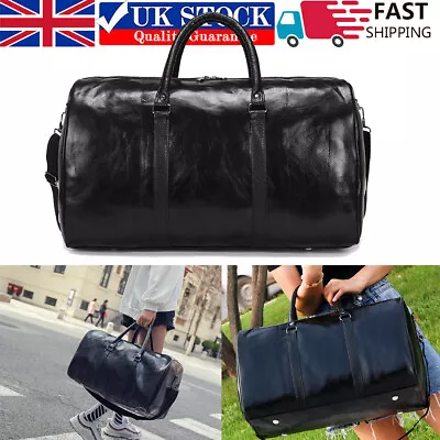 £9.68 • Buy Men Synthetic Leather Weekend Bag Large Travel Women Gym Luggage Handbag Holdall