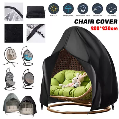 Waterproof Double Egg Chair Cover Hanging Swing Hammock Rattan Outdoor Furniture • £15.19