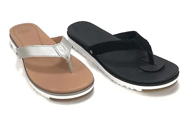 Ugg Women's Lorrie Flip Flop Black Or Metallic Silver Leather Summer Sandals  • $49.99