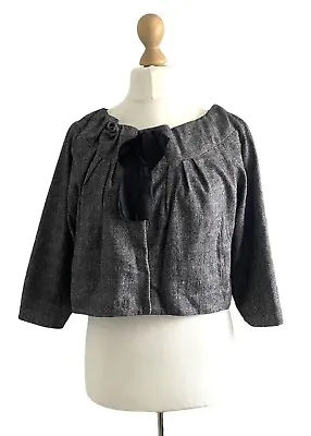 In Wear John Lewis Cropped Jacket Shawl Tweed Wool Linen BNWT RRP £150 UK 14 • $95.72