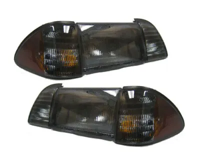 1987-1993 Mustang Smoked 6-Piece Headlights Set W/ Parking & Amber Side Markers • $149.95