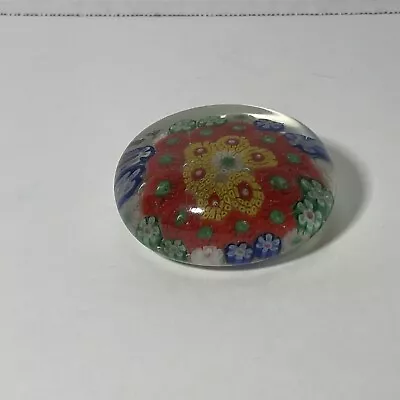 Vintage Murano Glass Millefiori Flowers Multicolor Paperweight • $20