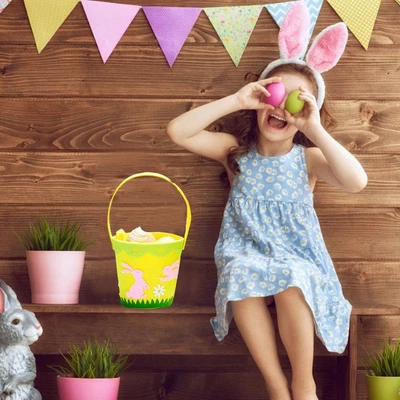 £5.83 • Buy Chick Treat Bucket Easter Felt Basket Treat Basket Soft Handle Egg Party Q5U2