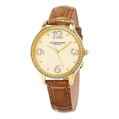 Stuhrling 560.04 Chic 560 04 Vogue Crystal Accented Quartz Leather Womens Watch • $89.99