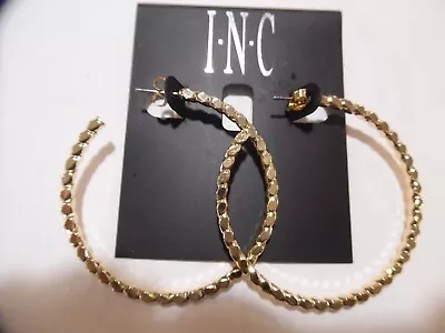 INC Twisted Hoop Gold Tone Earrings- 2 Inches - Beautiful! • $11.99
