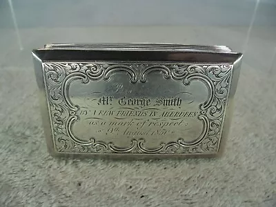 Nathaniel Mills Solid Silver Aberdeen Interest Snuff Box Birmingham 1849 • £595