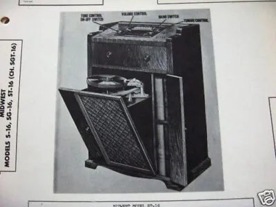 Midwest S-16st-16sg- Radio-phonograph Combo Photofact • $5