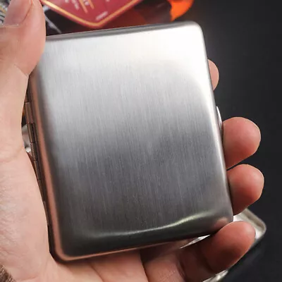 Cigarette Case Polished Stainless Holder Box For Regular Cigarettes Metal Steel • $8.99