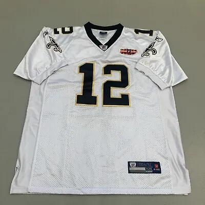 Reebok New Orleans Saints Super Bowl #12 MARQUES COLSTON White Jersey Size 54 • $39.99