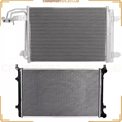 Aluminum Radiator&AC Condenser Cooling Kit Fits Volkswagen Golf Jetta Rabbit L5 • $114.94